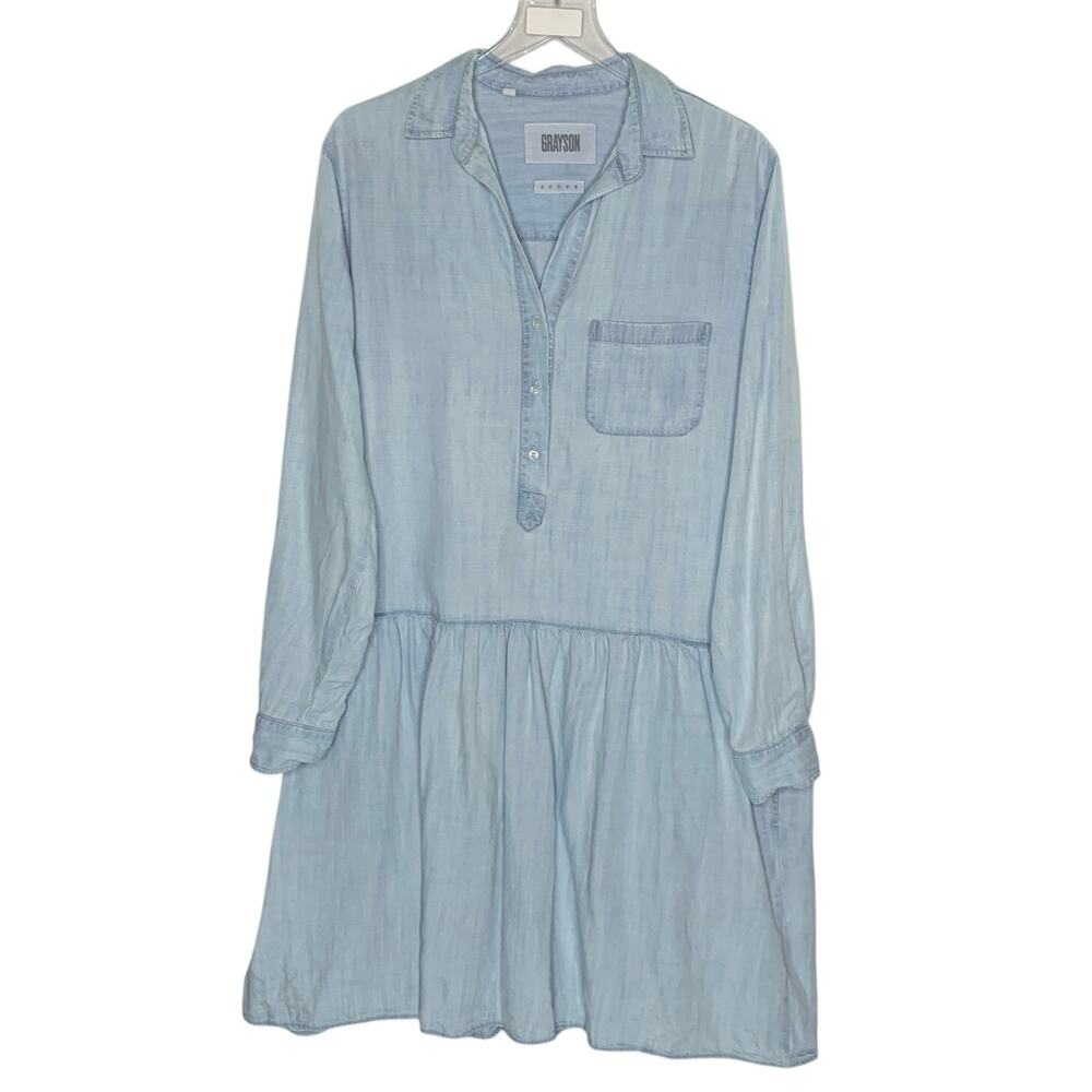 Grayson The Changemaker Shirt Dress 3 M Chambray Blue Relaxed Drop Waist